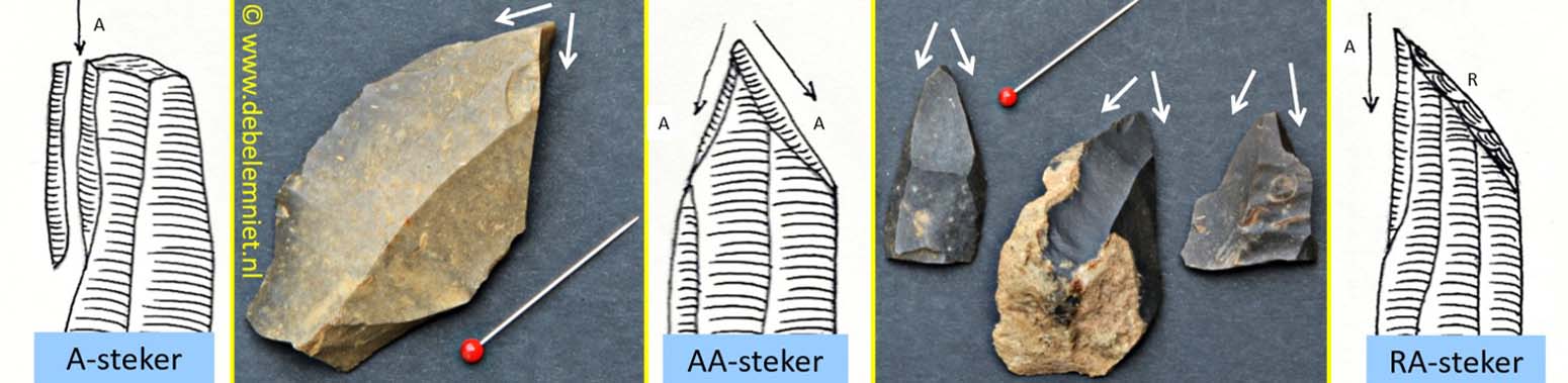 prehistorische stekers van vuursteen